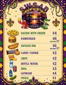 SWSAD Menu - Hamburgers, Nachos, etc.